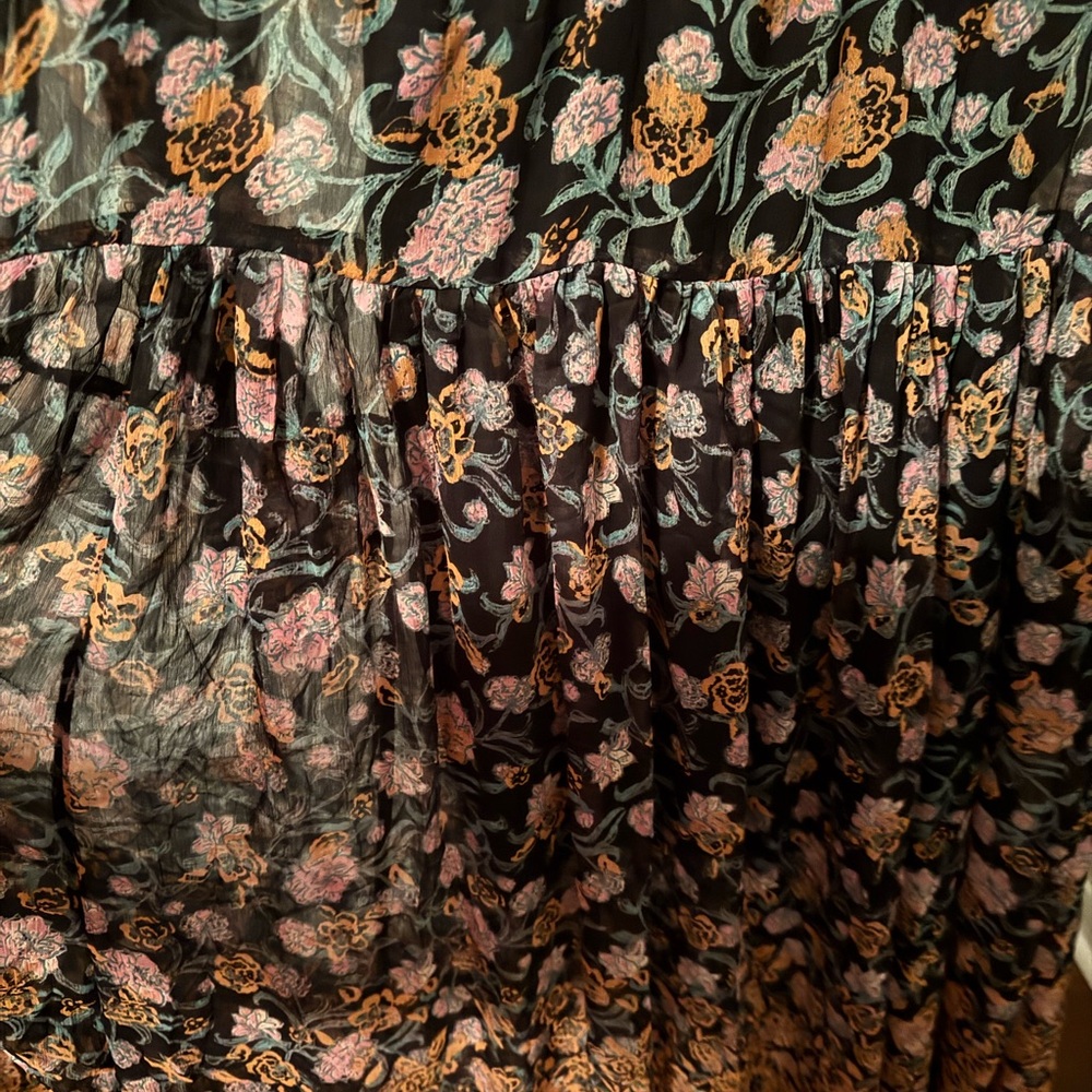 NWT Free People See It Through Floral Chiffon Maxi Dress Long Sleeve Sz XS - Picture 9 of 12